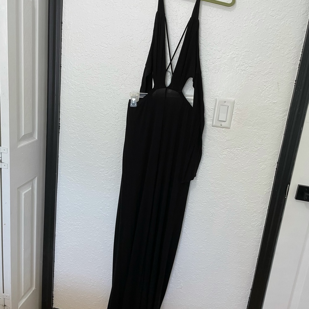 Black long cut out jumpsuit